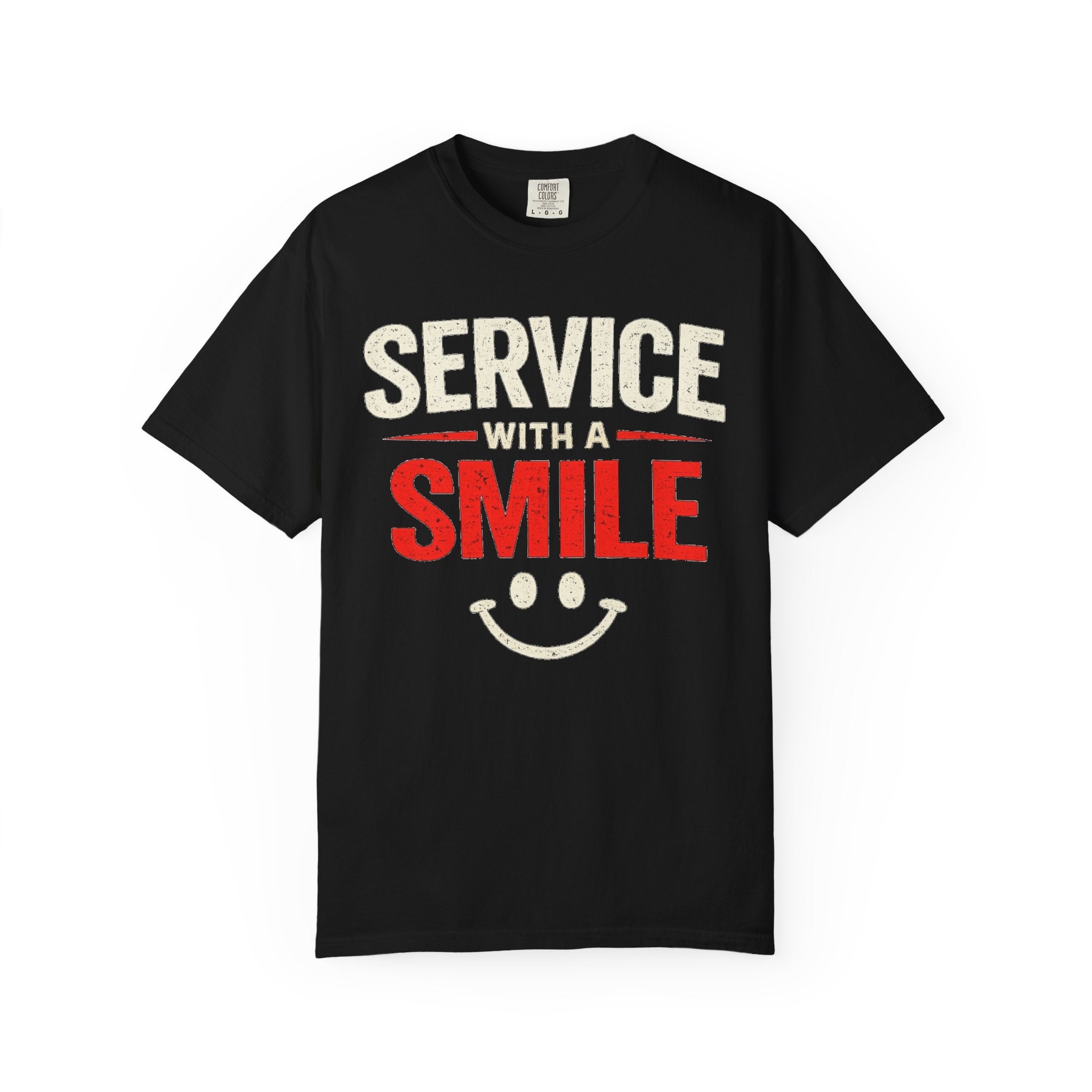 Service With A Smile T-Shirt | Funny Restaurant & Hospitality Graphic Tee | Results May Vary