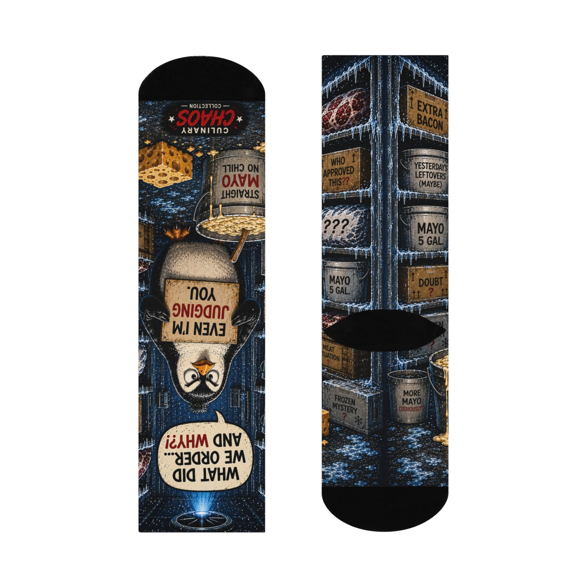 Walk-In Fridge Regret Funny Chef Socks | Culinary Chaos Kitchen Humor Crew Socks