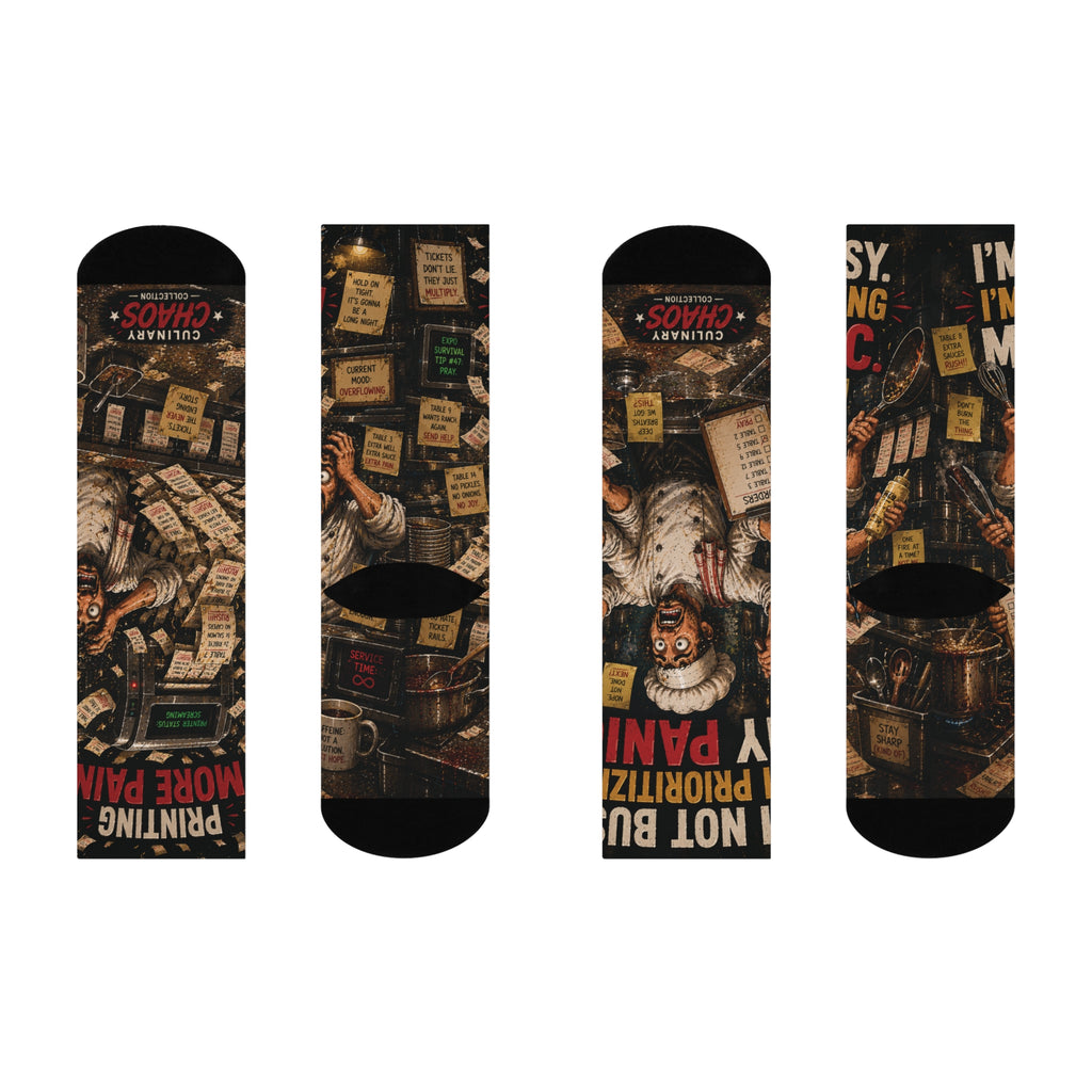 Busy Prioritizing My Pain Chef Socks | Culinary Chaos Kitchen Humor Crew Socks
