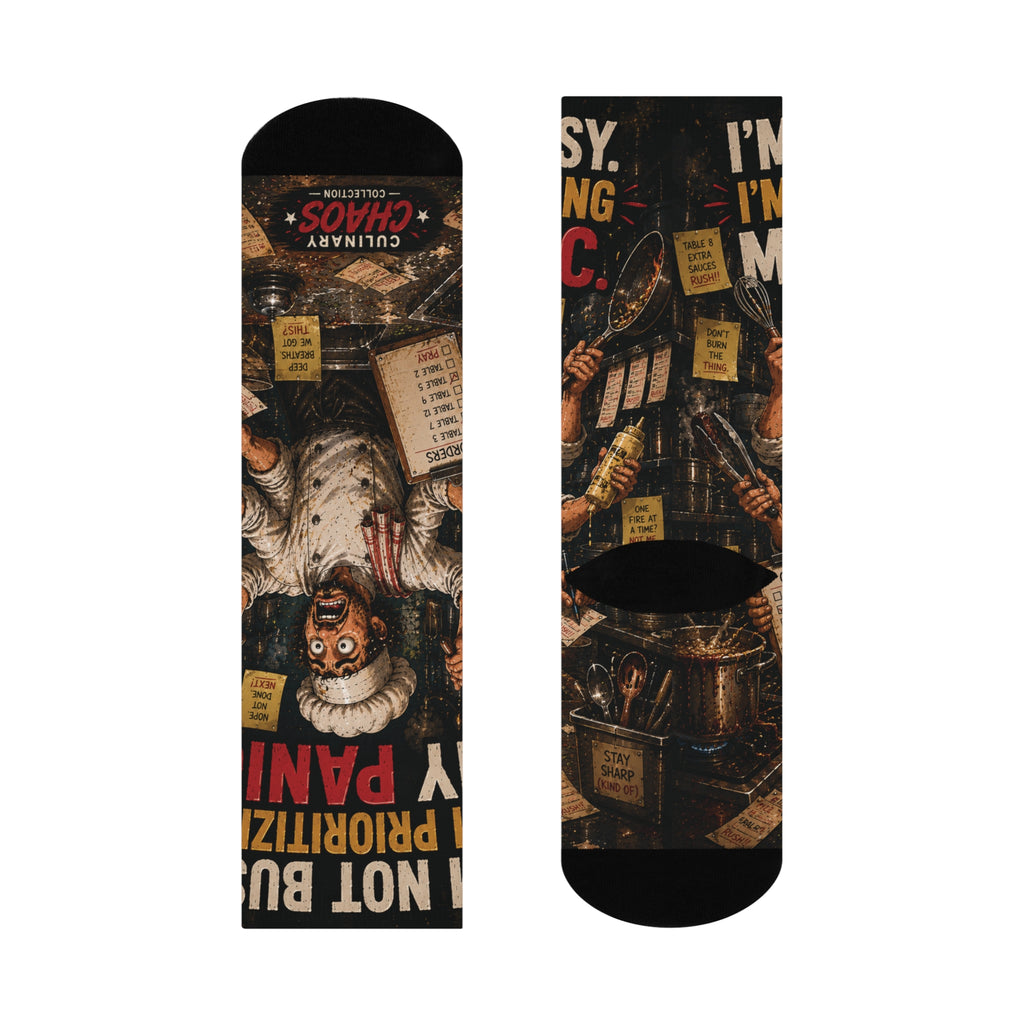 Busy Prioritizing My Pain Chef Socks | Culinary Chaos Kitchen Humor Crew Socks