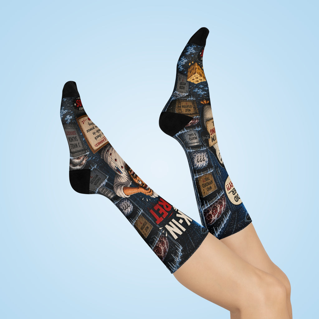 Walk-In Fridge Regret Funny Chef Socks | Culinary Chaos Kitchen Humor Crew Socks